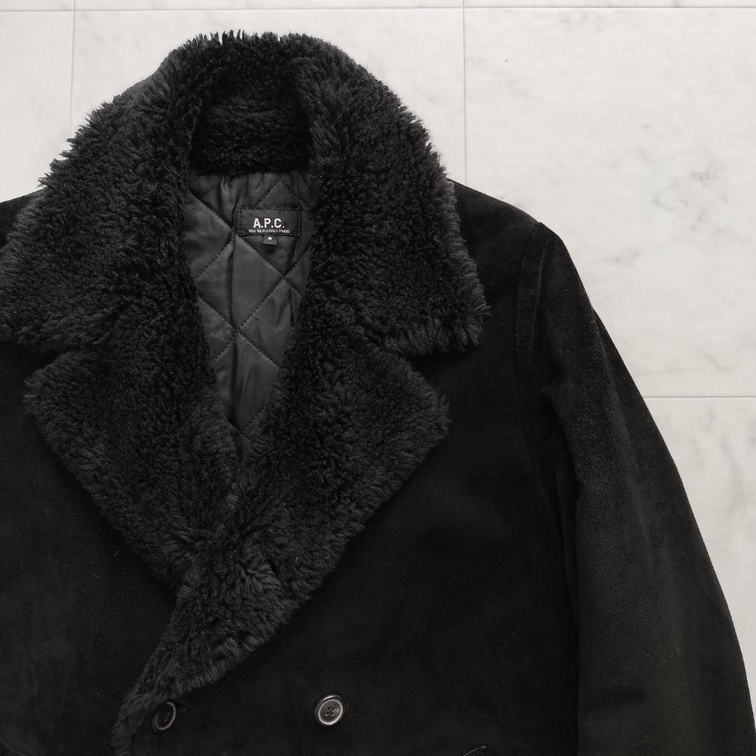 希少 A.P.C. 90sフランス製 ムートンコート S ギャングコート 牛革