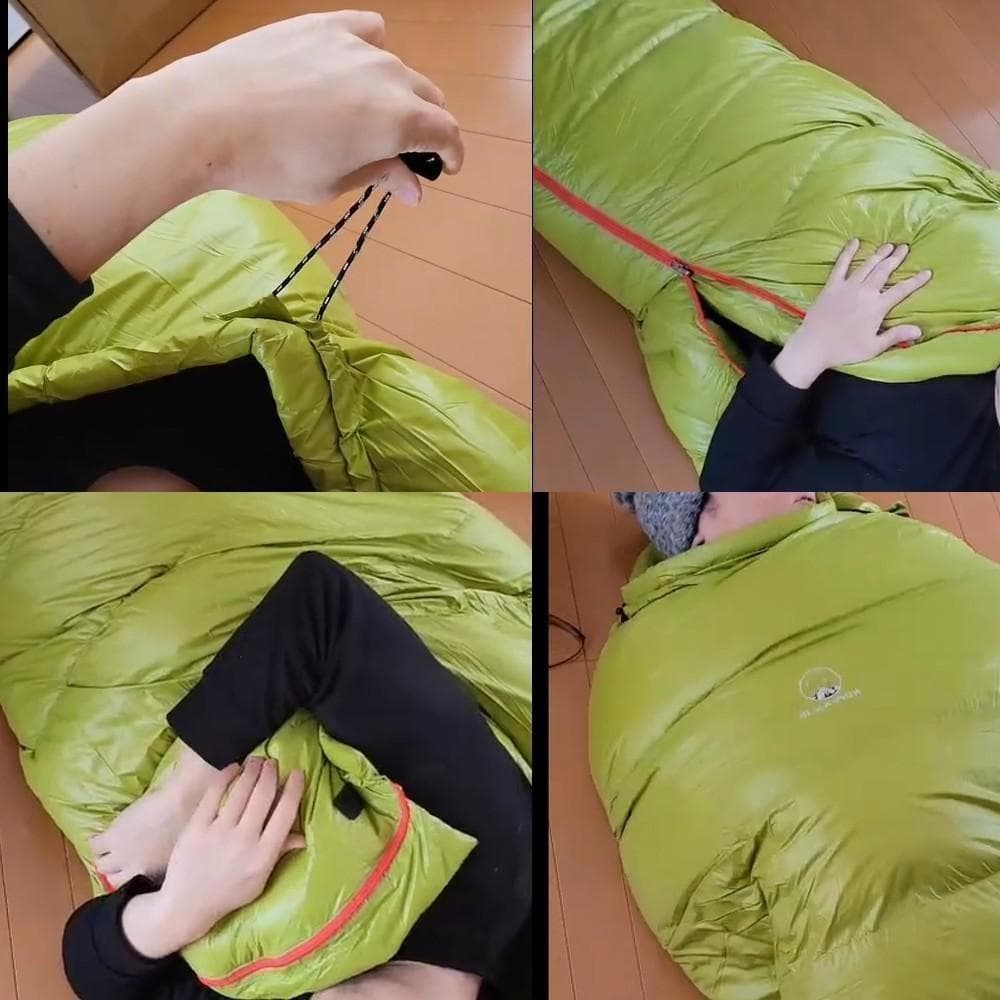 ★SALE★　高級ダウン使用　マミー型　寝袋 ダウンシュラフ　400g　レッド