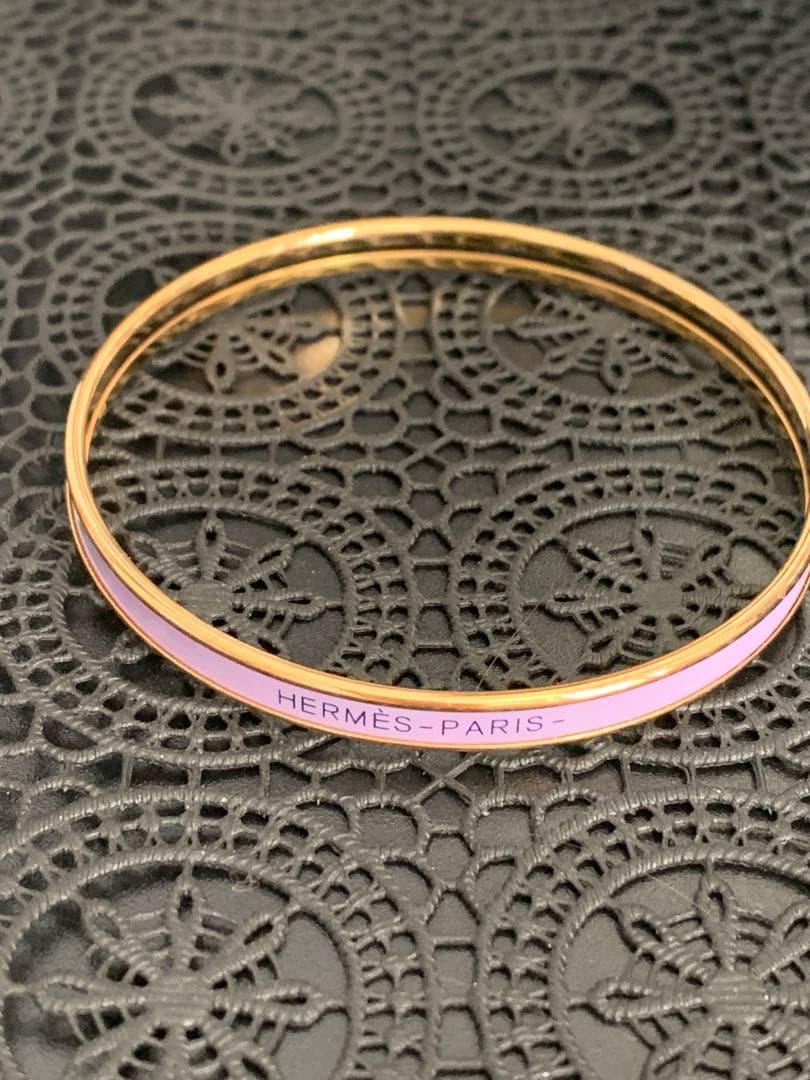 HERMES ユニ ブレスレット バングル ゴールド×パープル