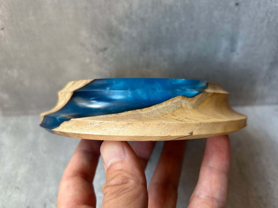 BASE WOOD DESIGN OD缶 ランタン 台座 花台 ポプラ×レジン⑦