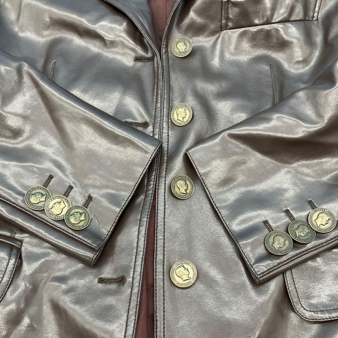 MOSCHINO COUTURE ダークブラウン レザー ジャケット　モスキーノ