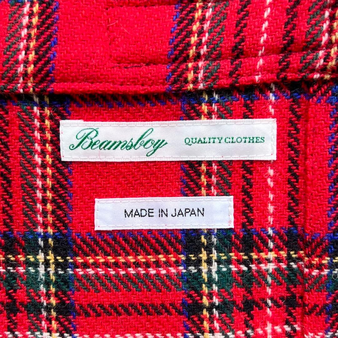 BEAMSBOY ビームスボーイ　日本製　ウール　プリーツチェック巻きスカート