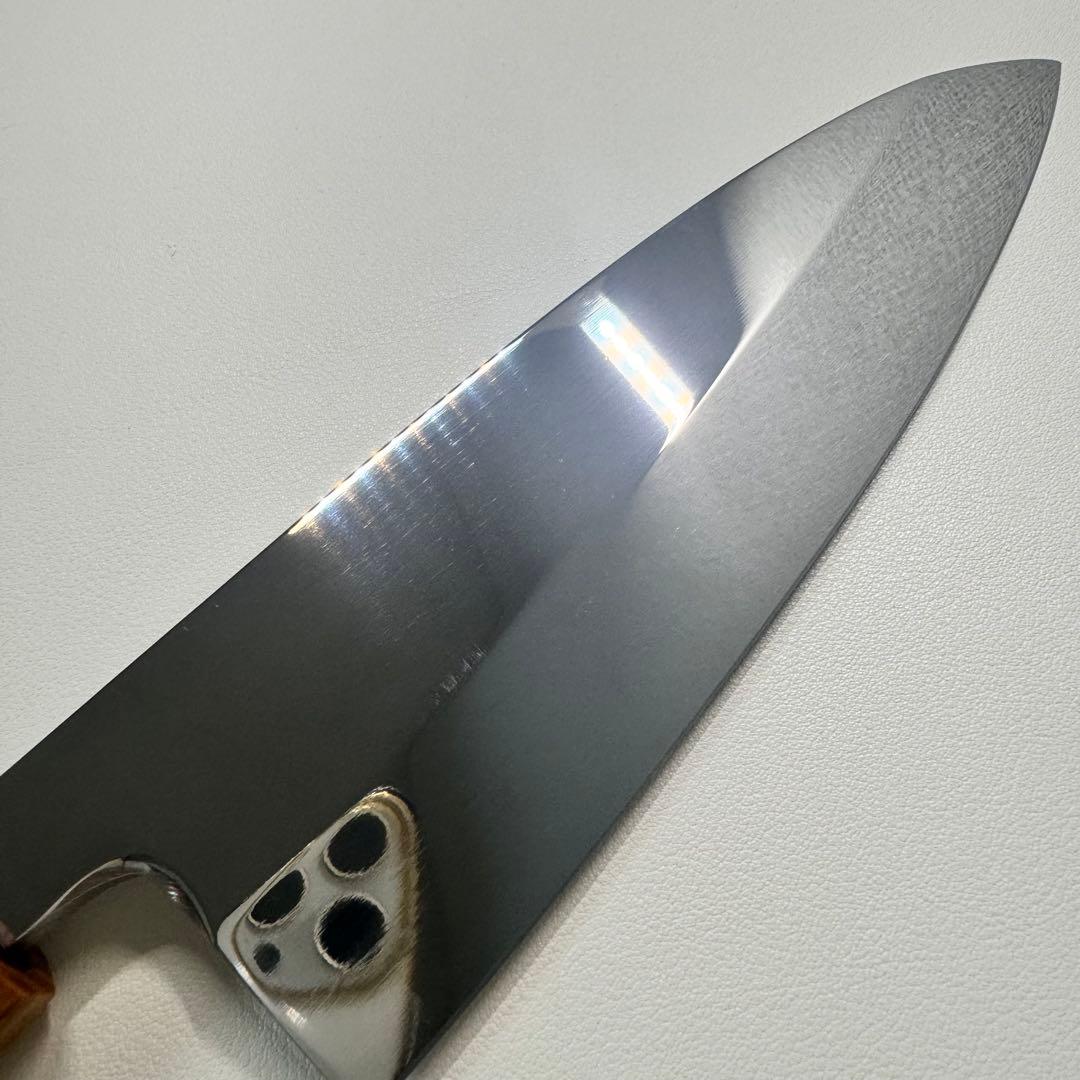 180mm出刃包丁 鏡面　天然木八角柄 全鋼 和包丁