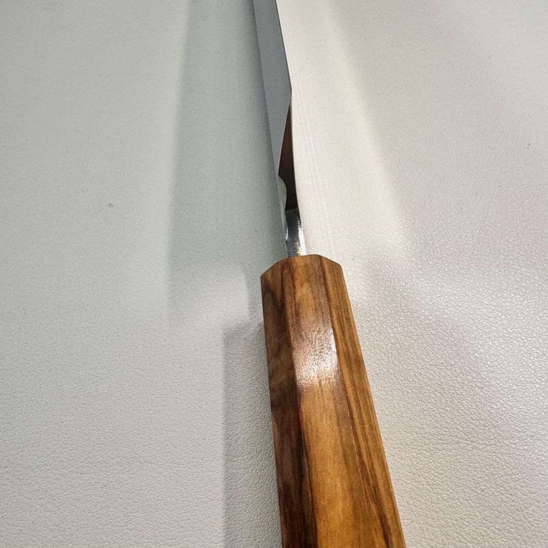 180mm出刃包丁 鏡面　天然木八角柄 全鋼 和包丁