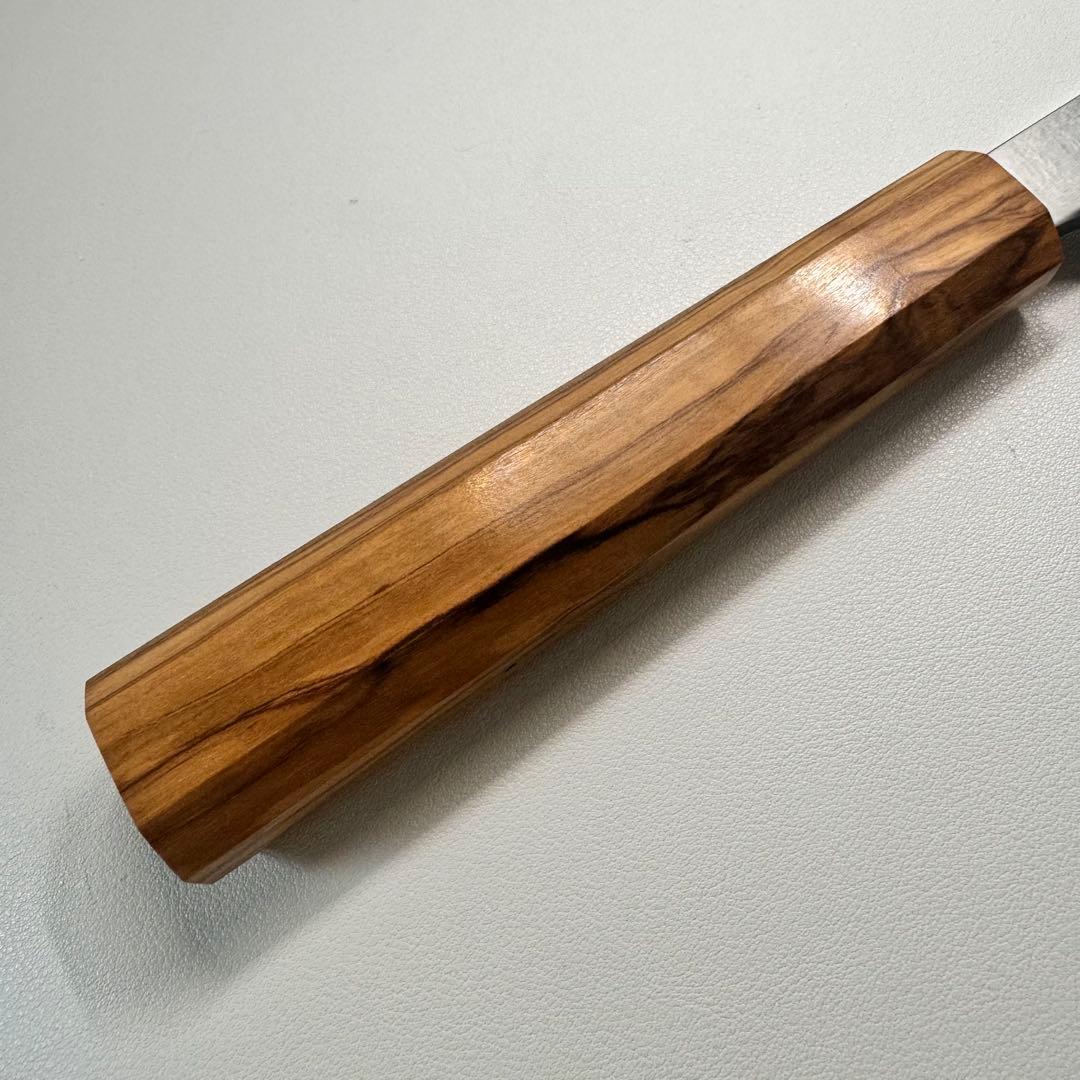 180mm出刃包丁 鏡面　天然木八角柄 全鋼 和包丁