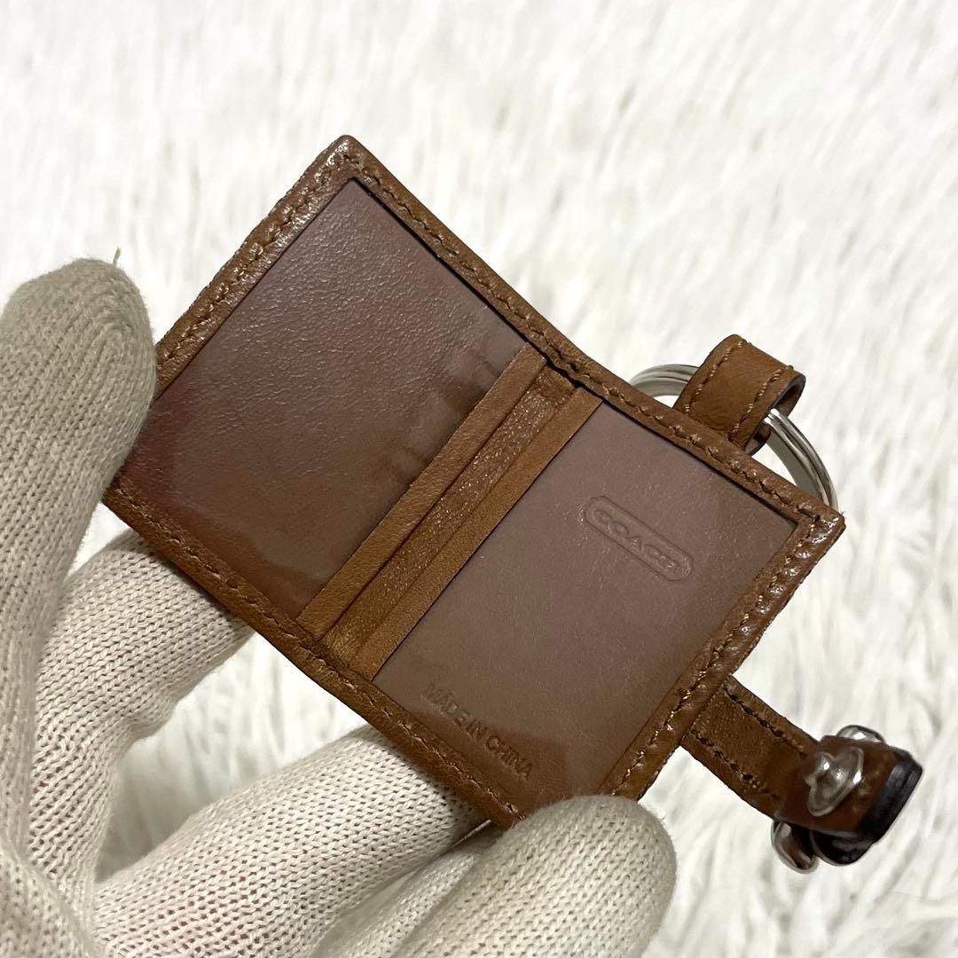 未使用タグ付/コーチ　キーリング　手帳型　シグネチャー　キャンバス　ブラウン