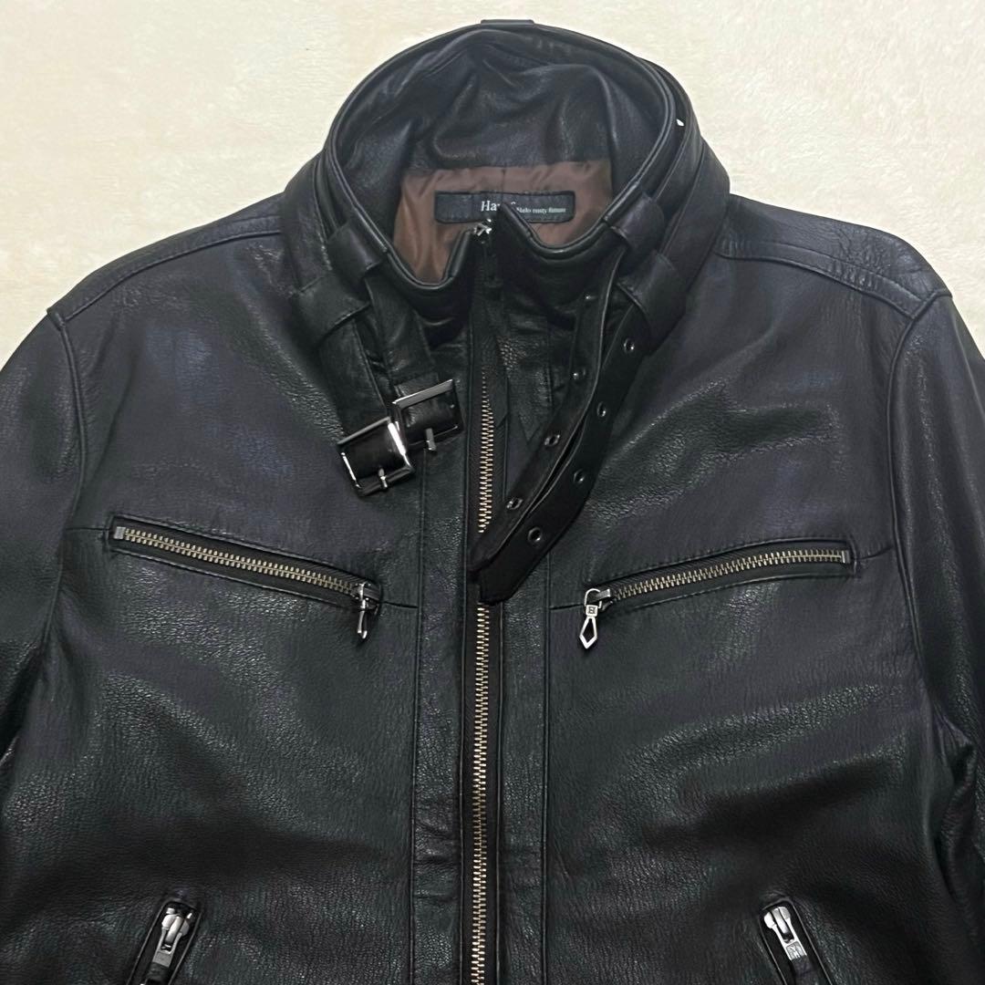 美品 Haruf ハルフ 羊革 レザージャケット ダブルジップ ダークブラウン