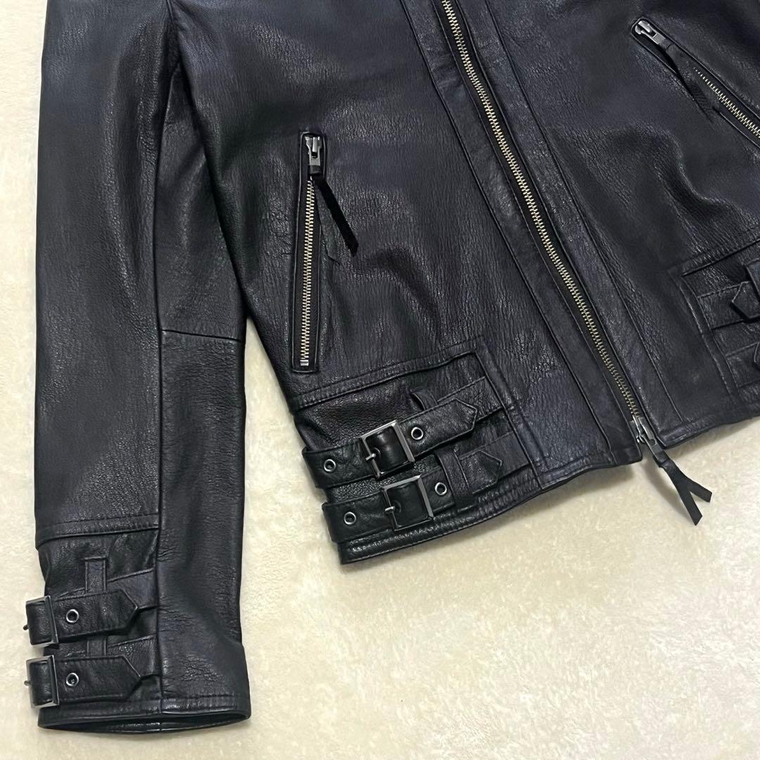 美品 Haruf ハルフ 羊革 レザージャケット ダブルジップ ダークブラウン