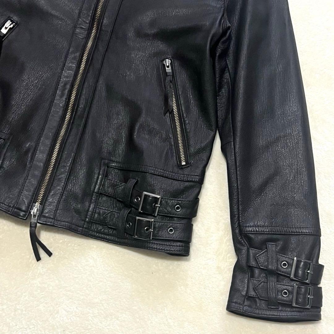 美品 Haruf ハルフ 羊革 レザージャケット ダブルジップ ダークブラウン
