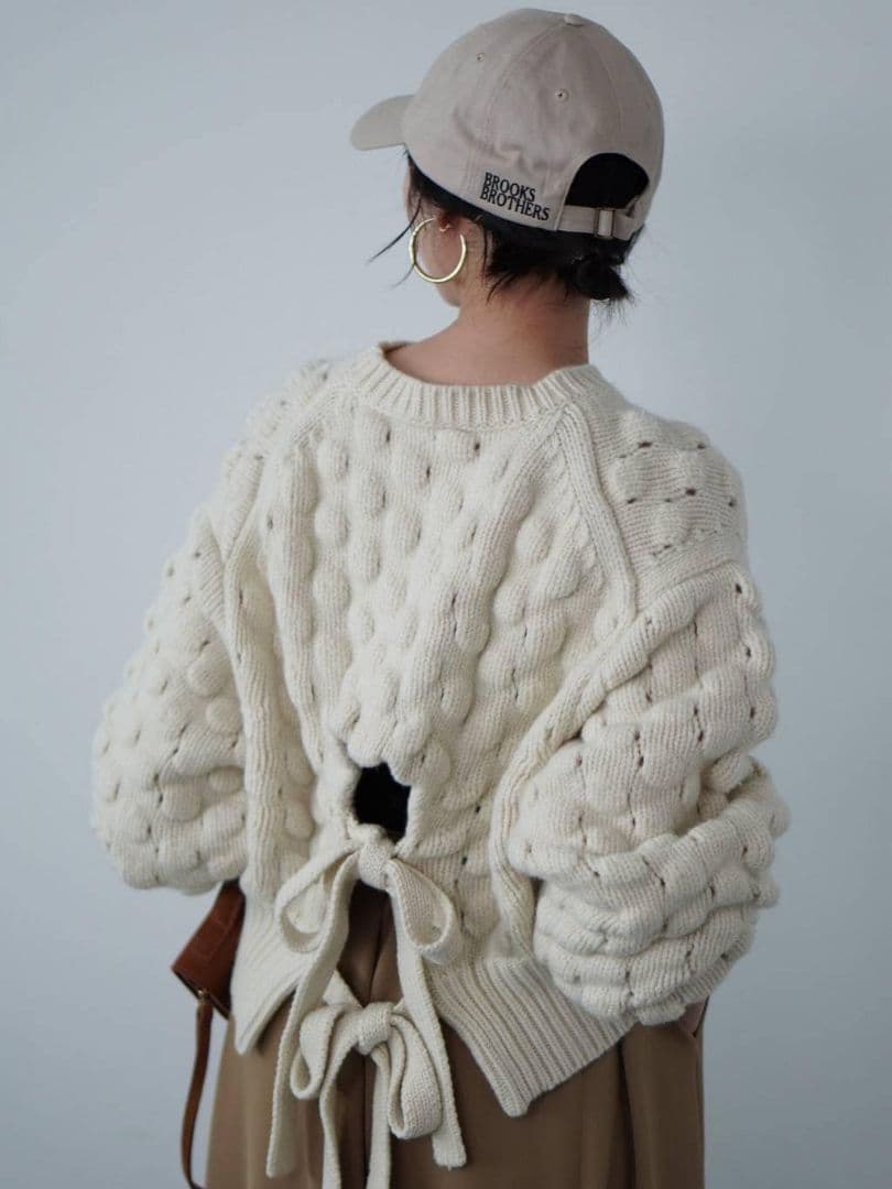 25AW ポコポコバックリボンニットプルオーバー