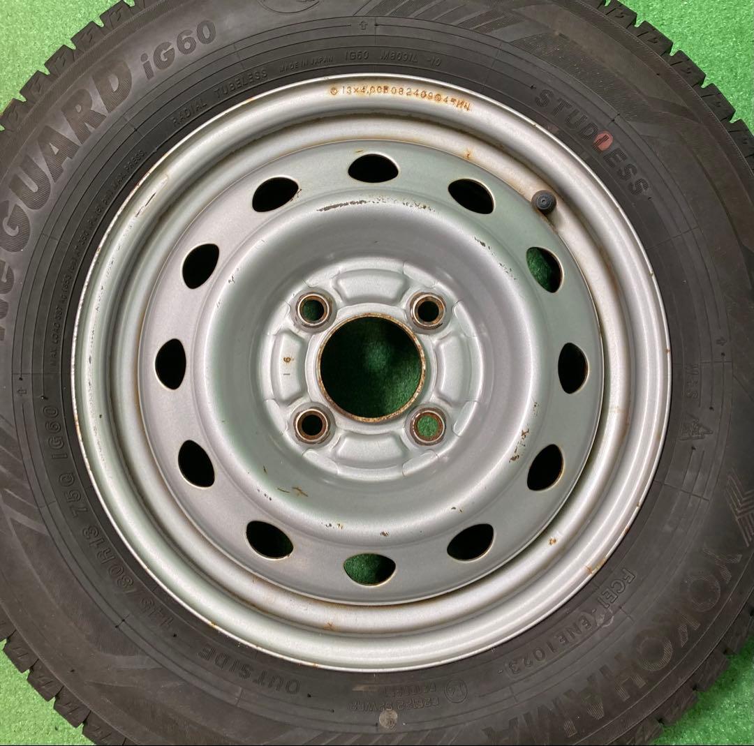 YOKOHAMA 145/80R13 スタッドレスタイヤ、鉄ホイール付き4本！