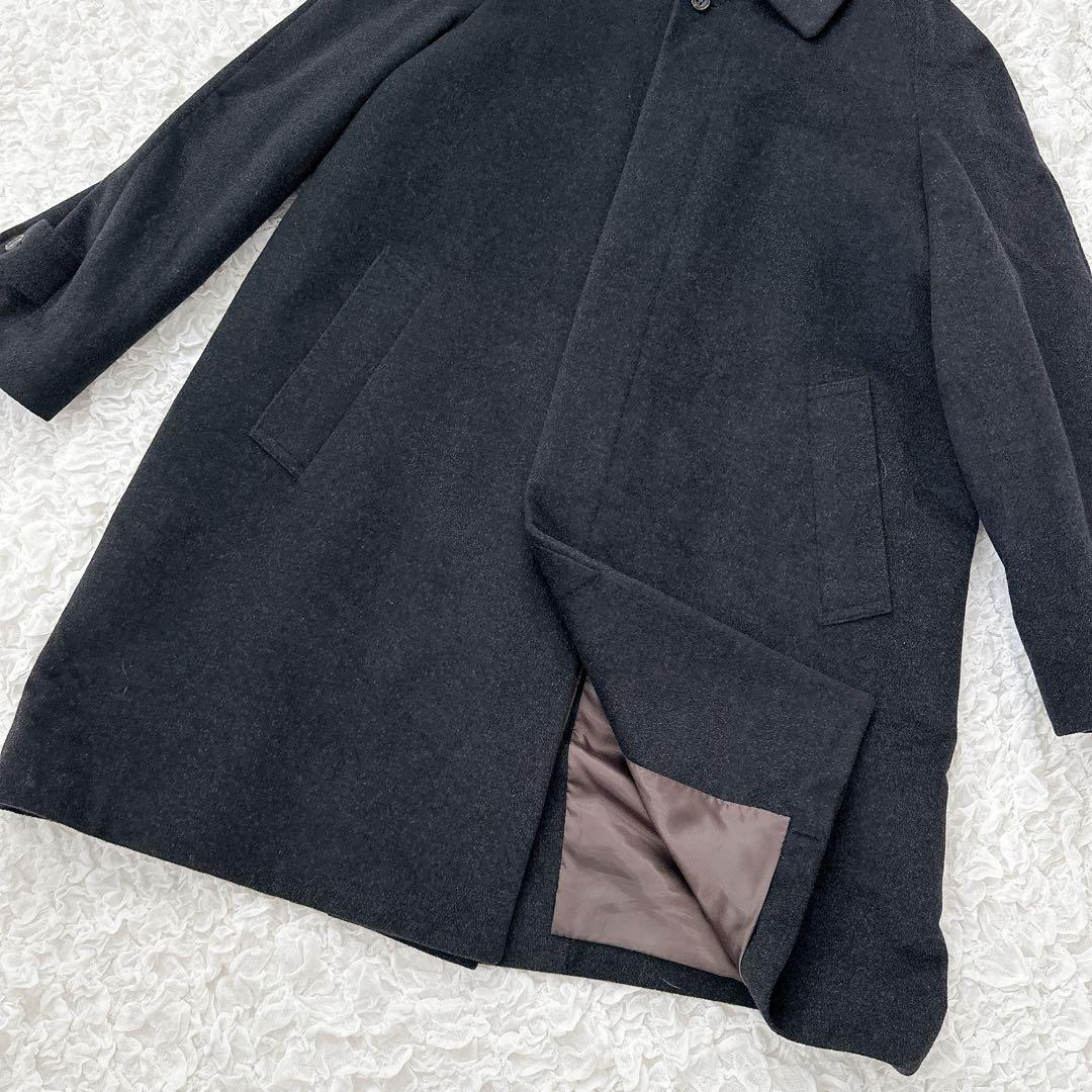 【美品】五大陸　ステンカラーコート　カシミア100％　比翼　濃灰　Lサイズ