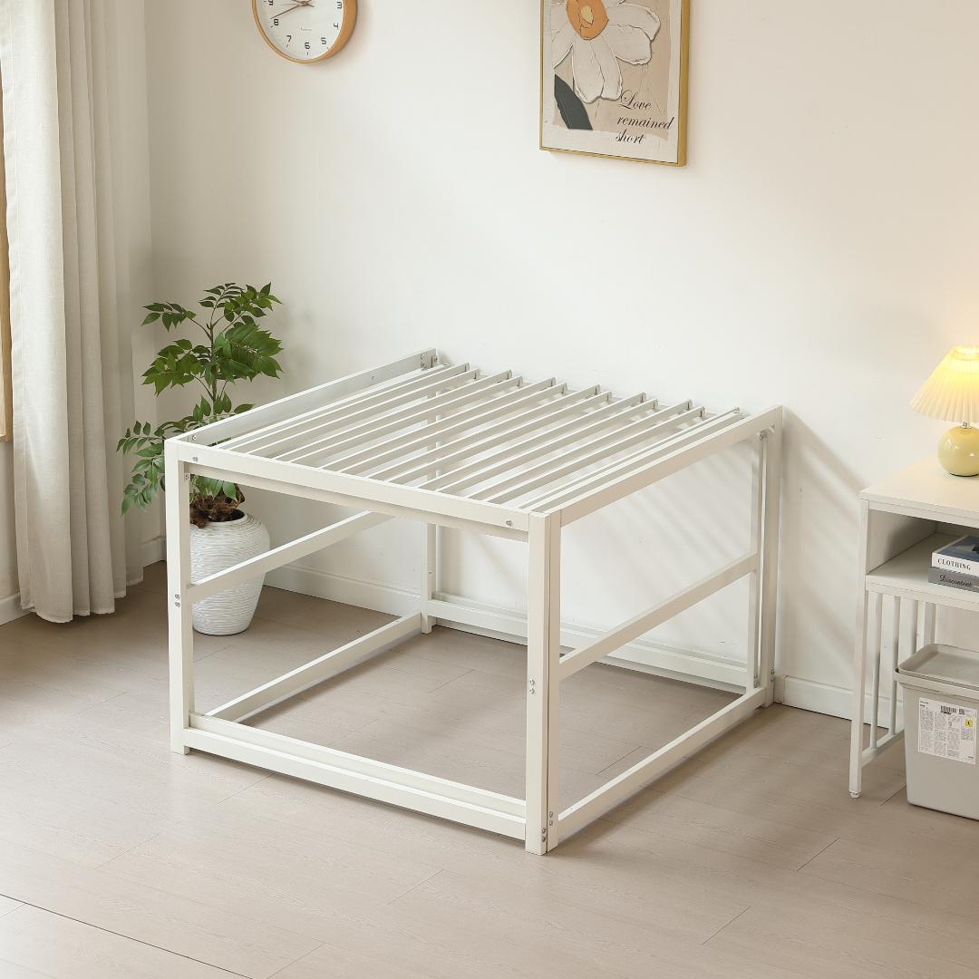 新登場！ハイタイプ伸長式ベッド　シングル　下収納に便利　２WAY　WHITE