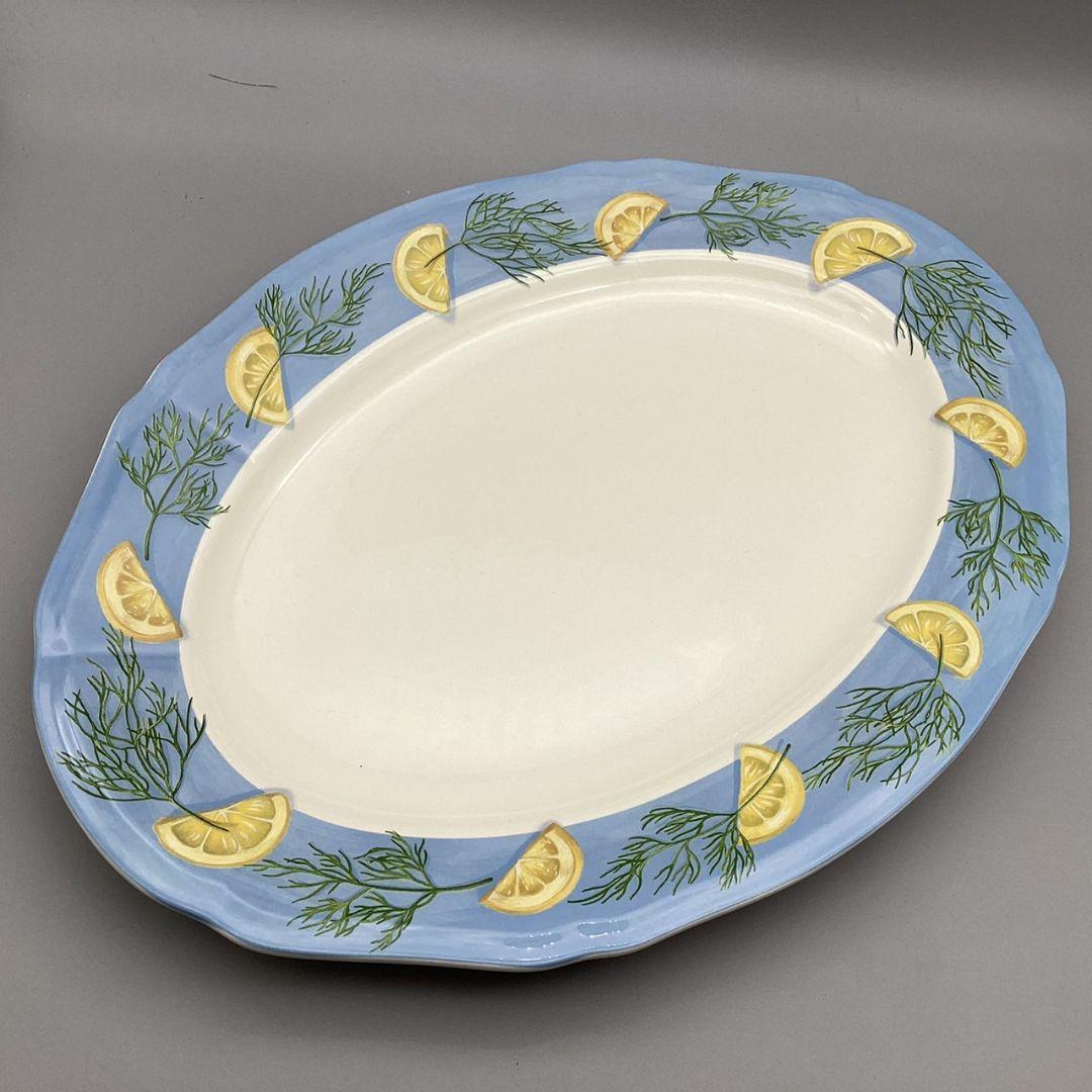 4　Gien belle ile　ジアン プレート 大皿 オーバル　展示保管品