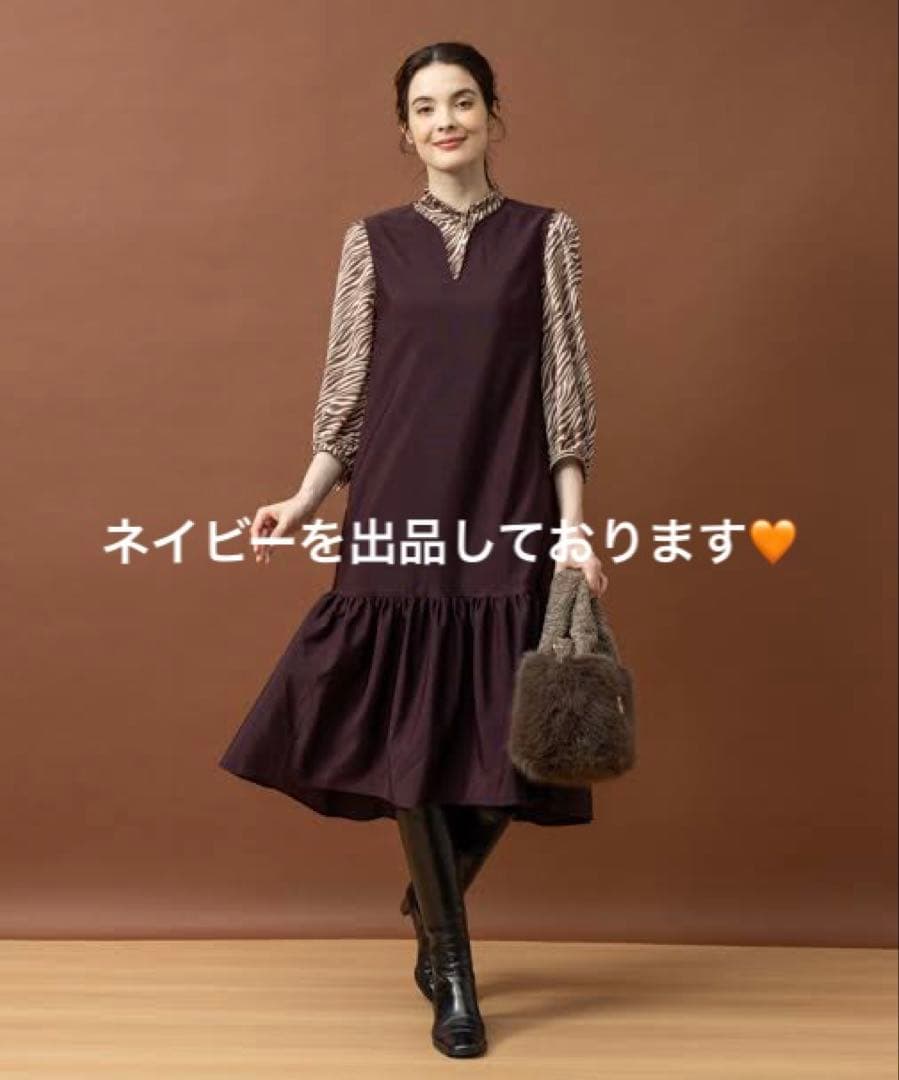 タグ付美品レリアン9号 ストレッチジャンパースカート　ネイビー