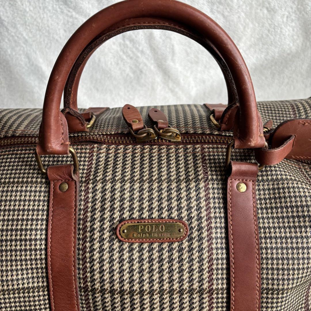 ポロラルフローレン ボストンバッグ 2WAY PVCレザー ブラウン ハンド
