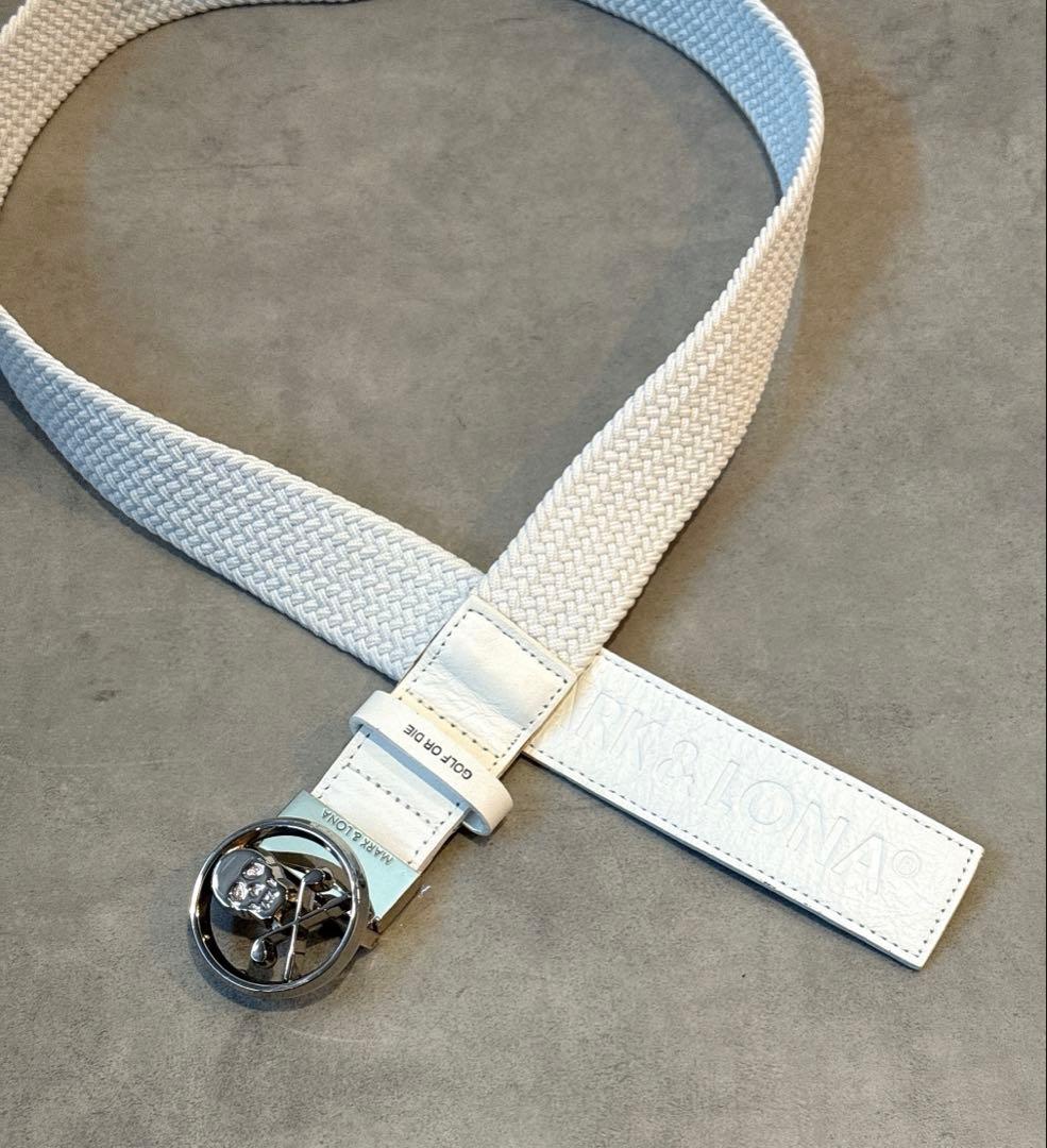 美品 ★ MARK&LONA ベルト レザー 革 ホワイト 正規品