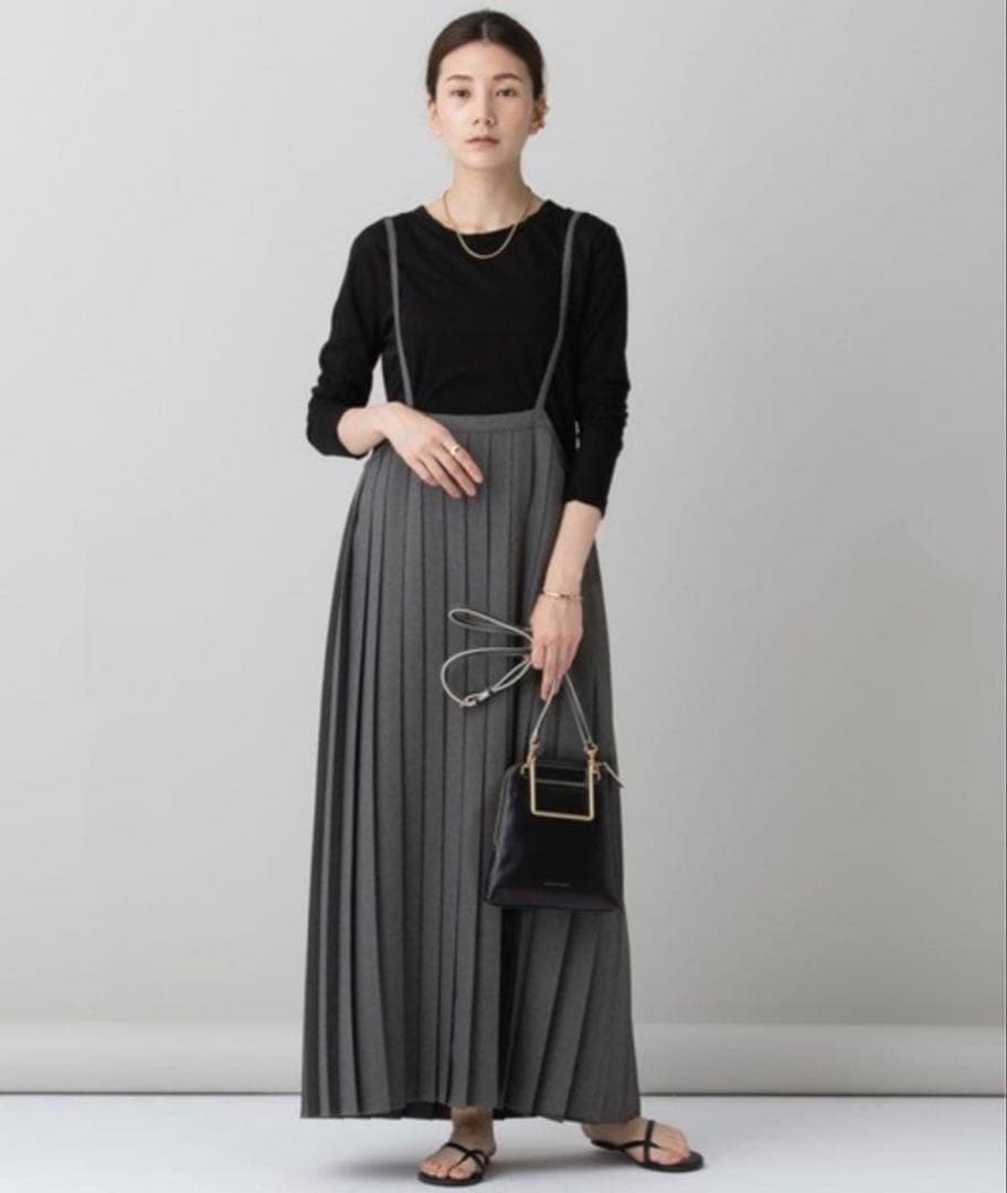 Curensology プリーツサロペット グレー