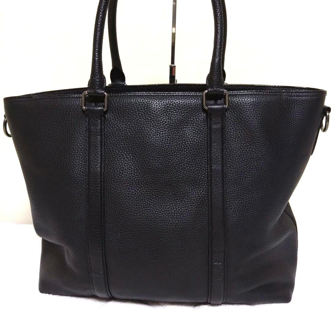 コーチ メトロポリタン トートバッグ ビジネス レザー シボ革 2way 黒