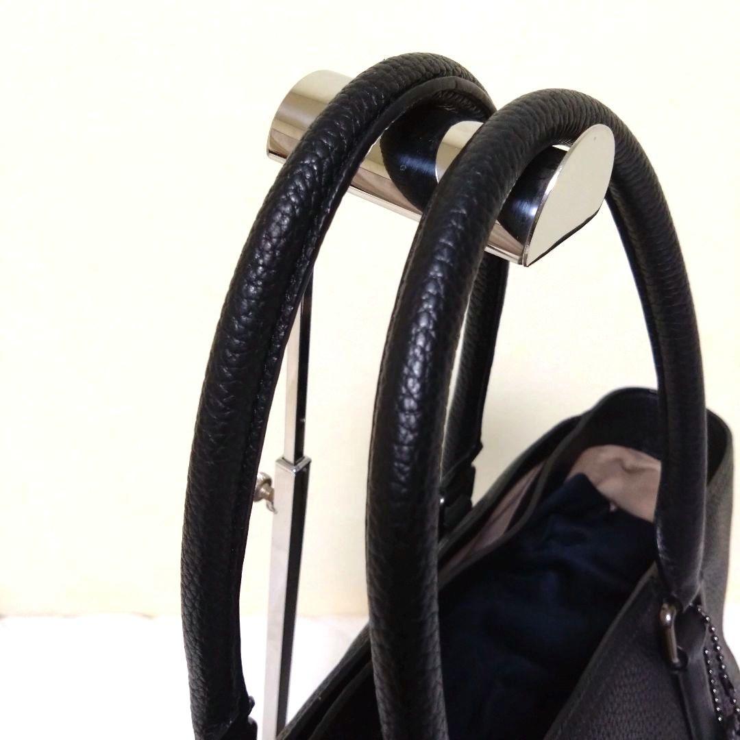 コーチ メトロポリタン トートバッグ ビジネス レザー シボ革 2way 黒