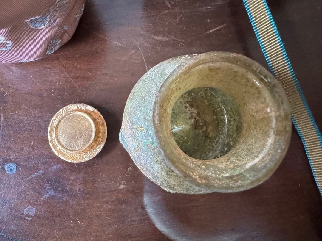 大名品　ローマングラス茶入　茶道具