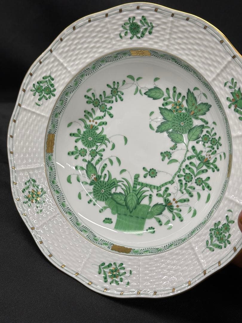 ④ 【美品】HEREND インドの華　ディーププレート　ボウル　23cm