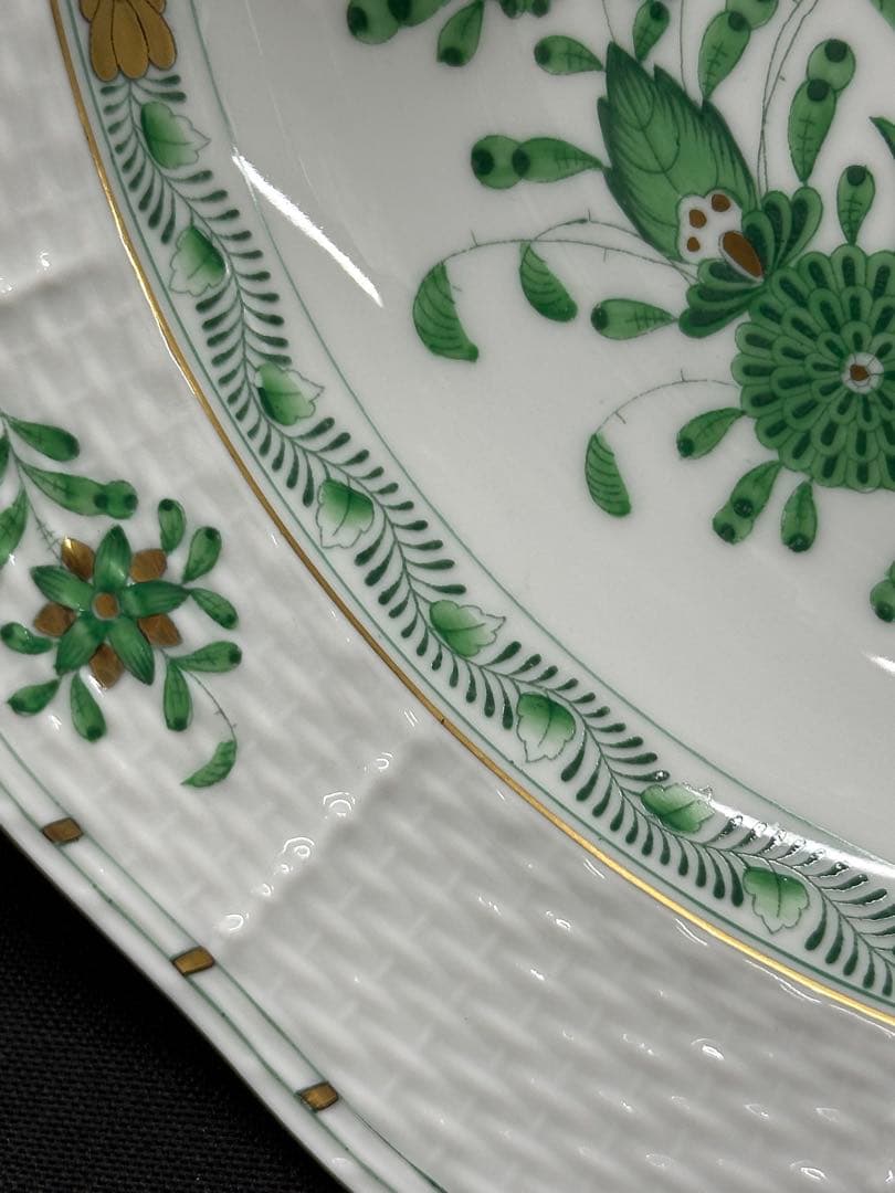 ④ 【美品】HEREND インドの華　ディーププレート　ボウル　23cm