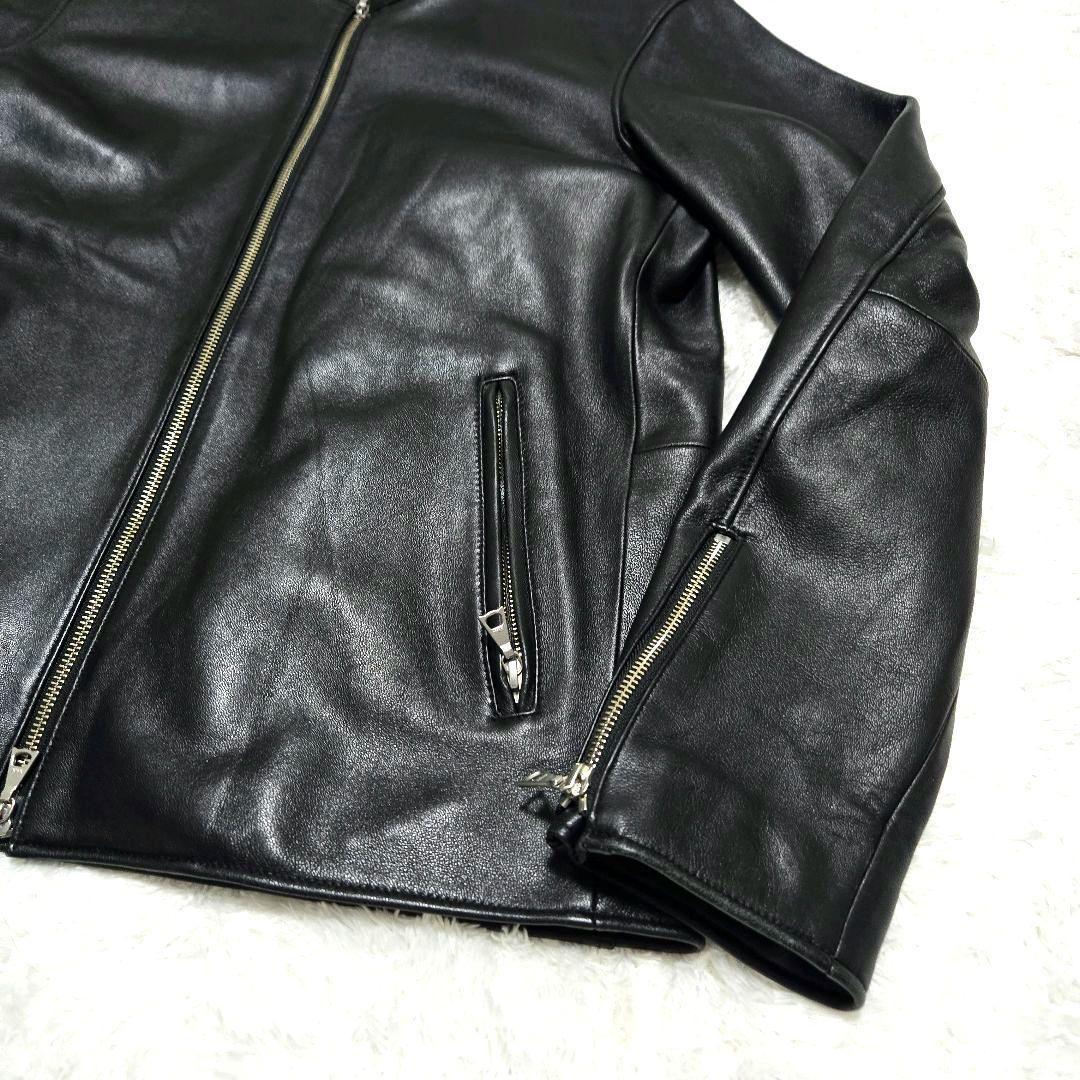 美品 上質 ビームスハート レザージャケット XL 羊革 シングルライダース 黒