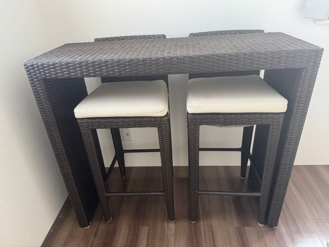 バーカウンターテーブルセット　シンセティックラタン