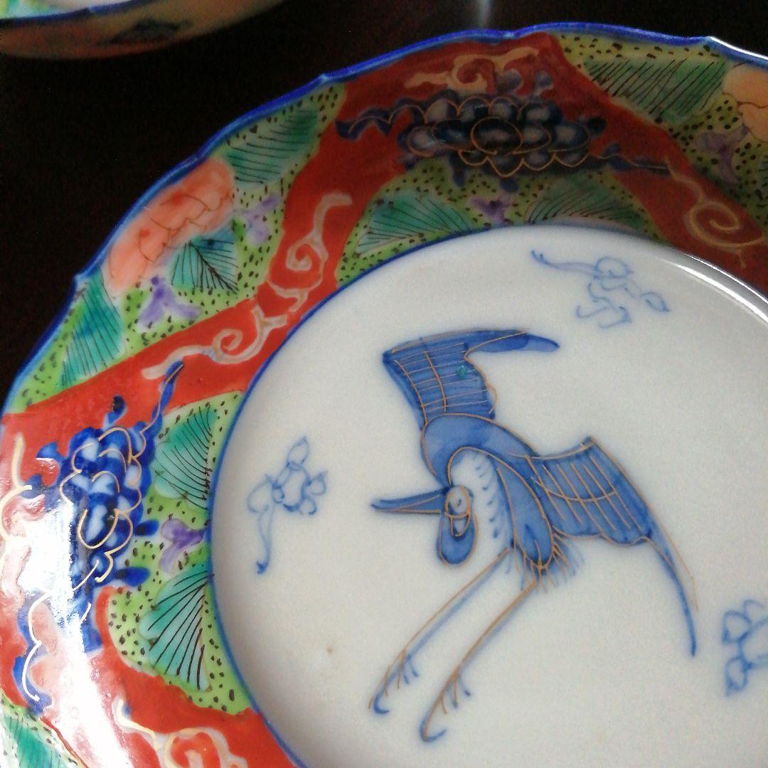 伊万里　染付色絵小皿　13cm　8枚　明治～大正期