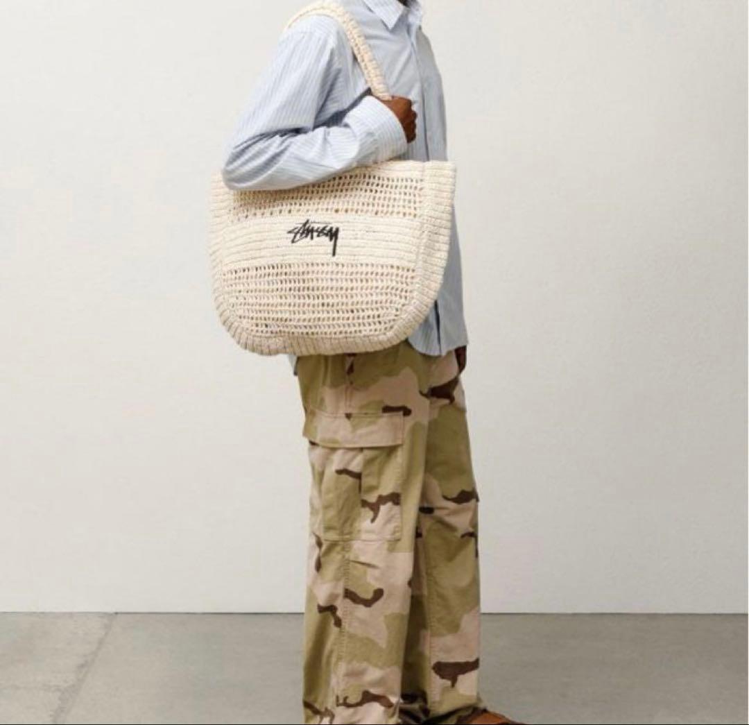 STUSSY WOVEN TOTE BAG ホワイト