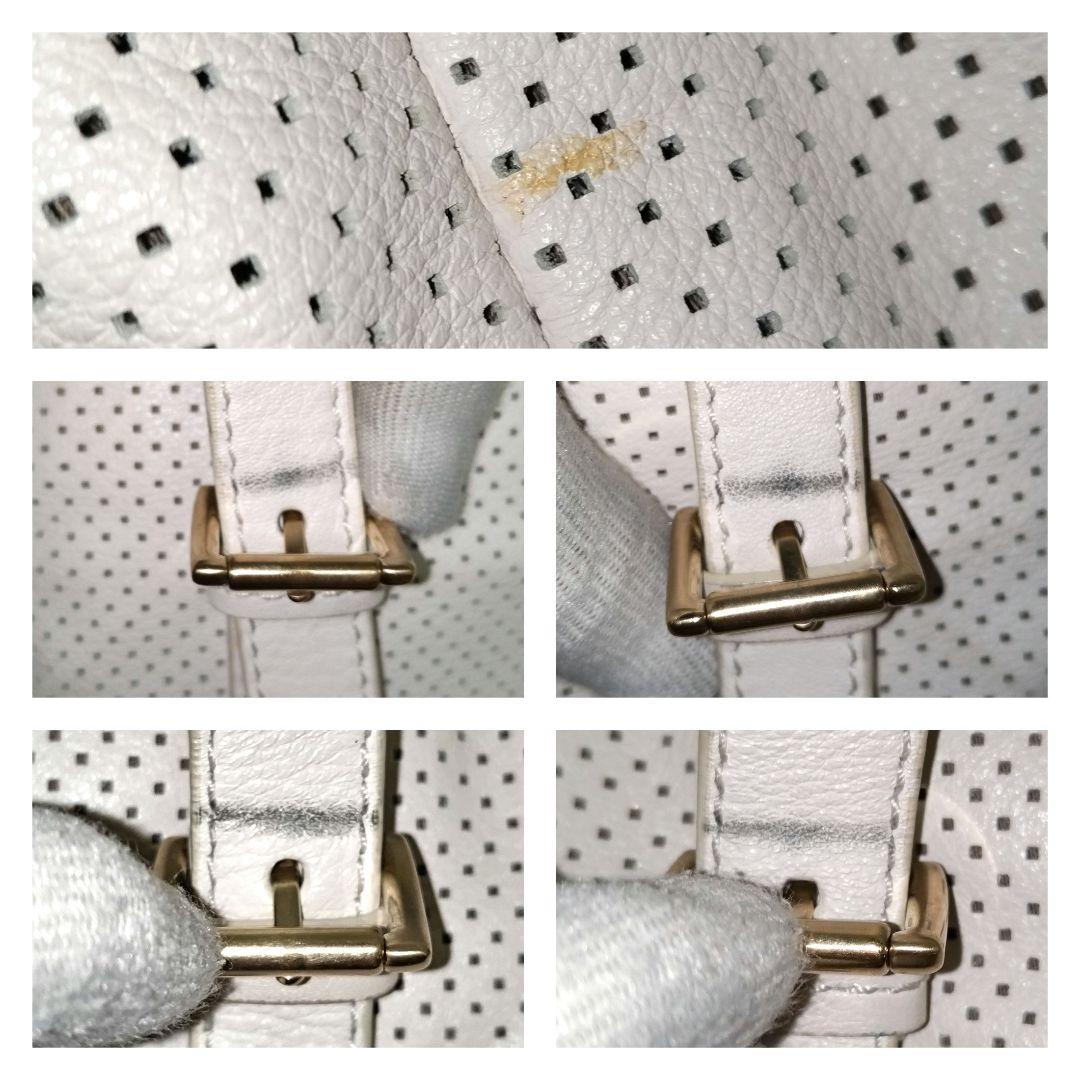 【美品】BALLY ストライプ ゴールド金具 パンチングレザー トートバッグ