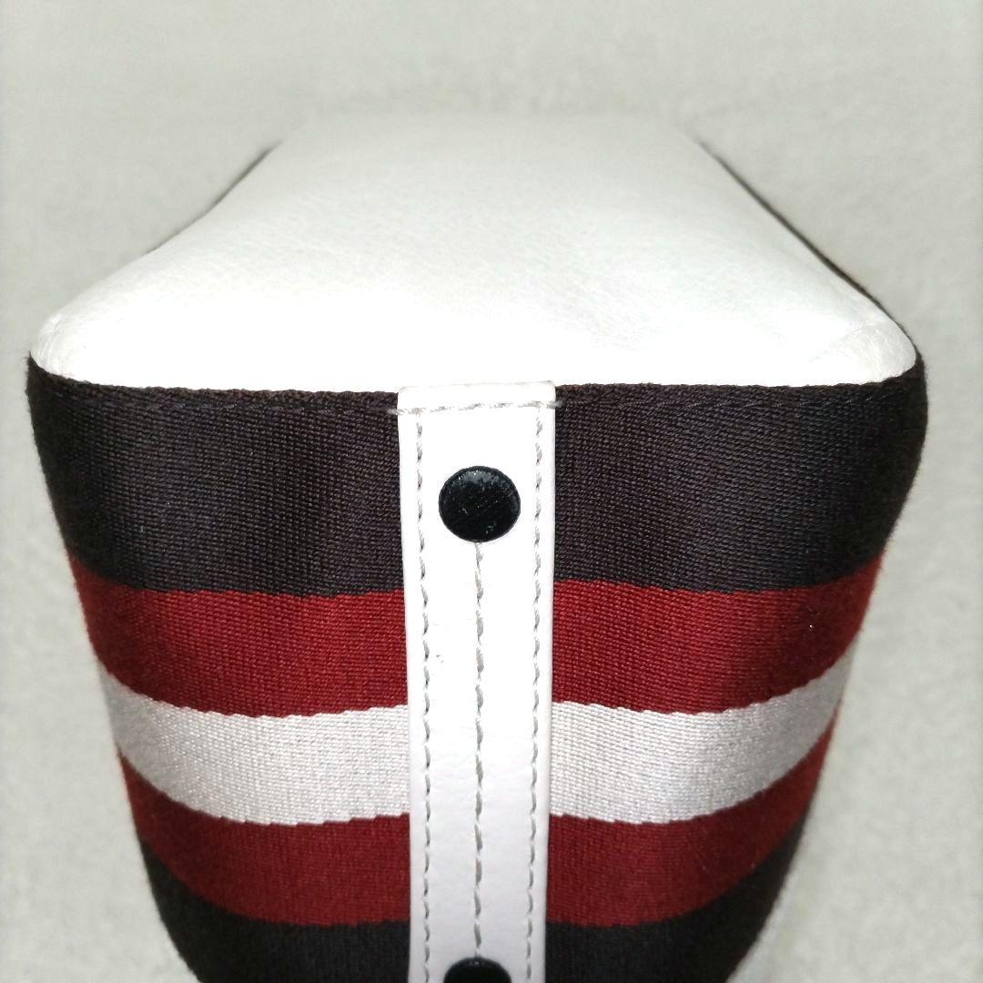 【美品】BALLY ストライプ ゴールド金具 パンチングレザー トートバッグ