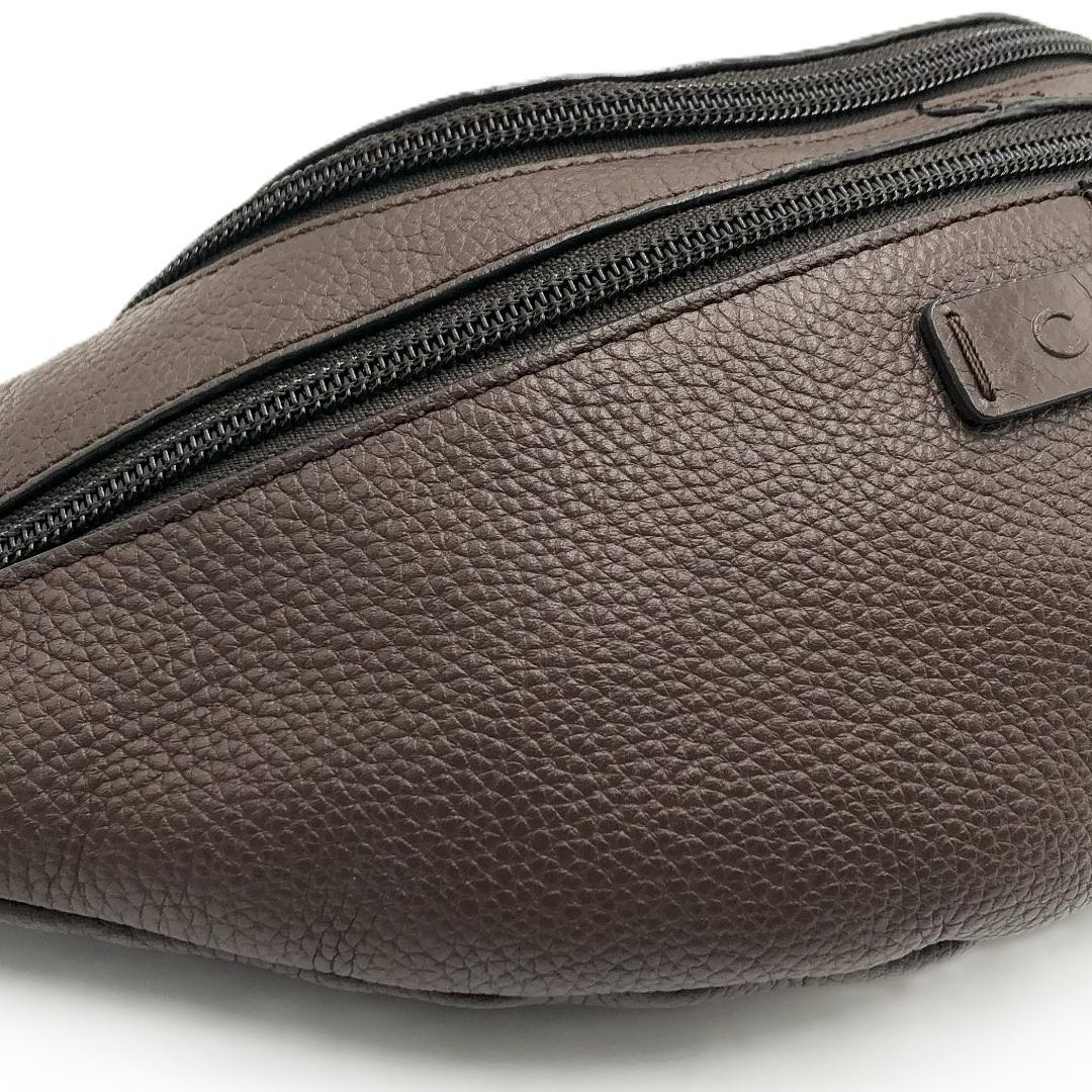 【極美品】COACHコーチ ウエストバッグ クロスボディ シボ革 　ブラウン