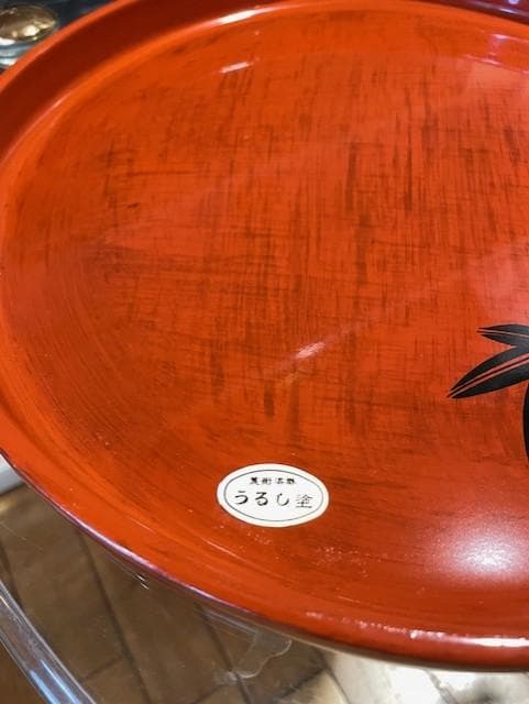 うるし屋 赤色 漆製 膳 もみじ模様