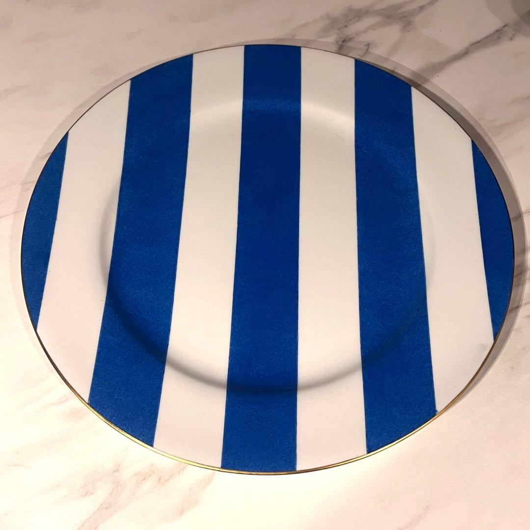 MarieDaage リモージュ　30センチプレート　ストライプ　ブルー