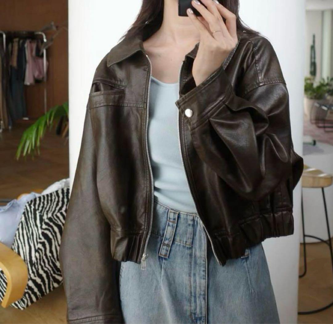 ブラウンレザージャケットシールームリンあおいコラボCOELIE コエリー