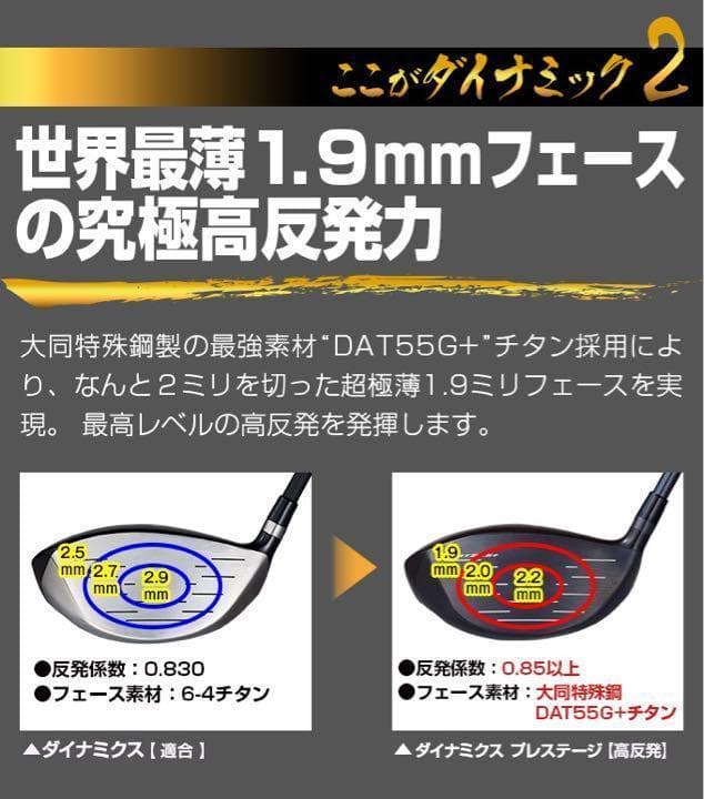 【高反発】30Yアップ高反発誕生! ダイナミクス プレステージ 三菱飛匠シャフト