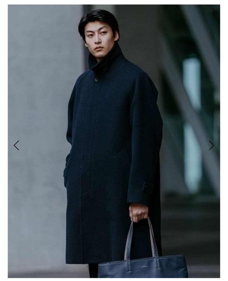 SENTDALE WOOL ステンカラーコート ネイビー
