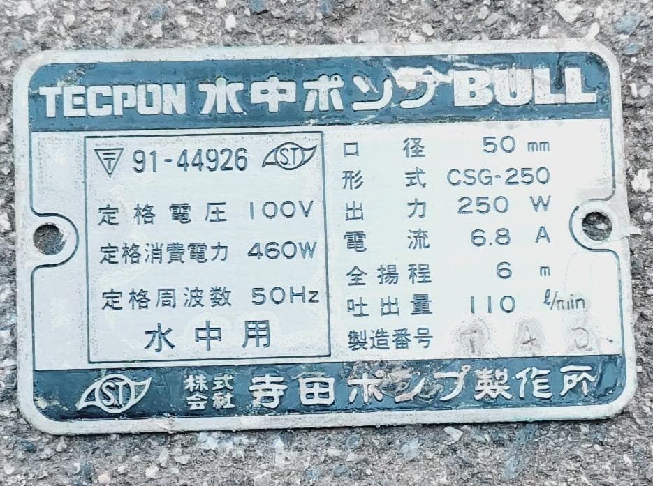 テラダ 水中ポンプ CSG-250 50mm