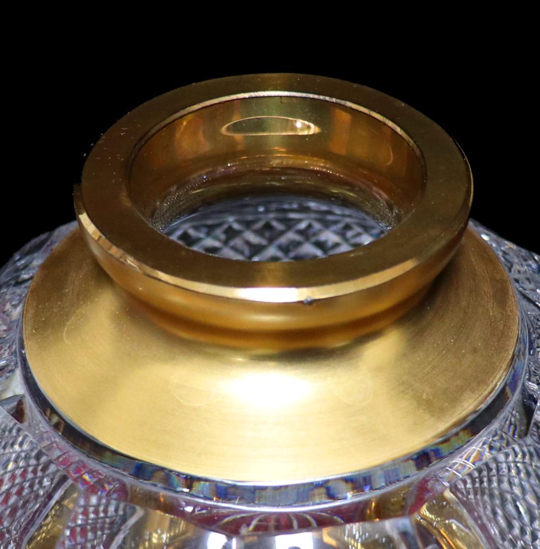 オールド・バカラ 1900年 大型金彩切子花瓶 1kg ディアマン・ビゾー 金縁