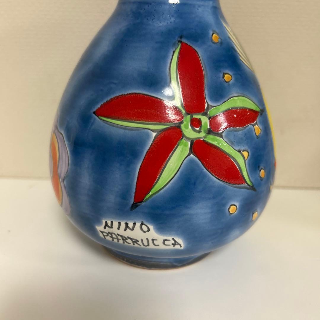 ニーノ・パルッカ（Nino Parrucca）のイタリア製シチリア陶器の花瓶　魚