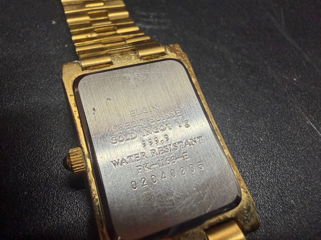 インゴッド純金腕時計　エルジン製　スクエア 24K ウォッチ