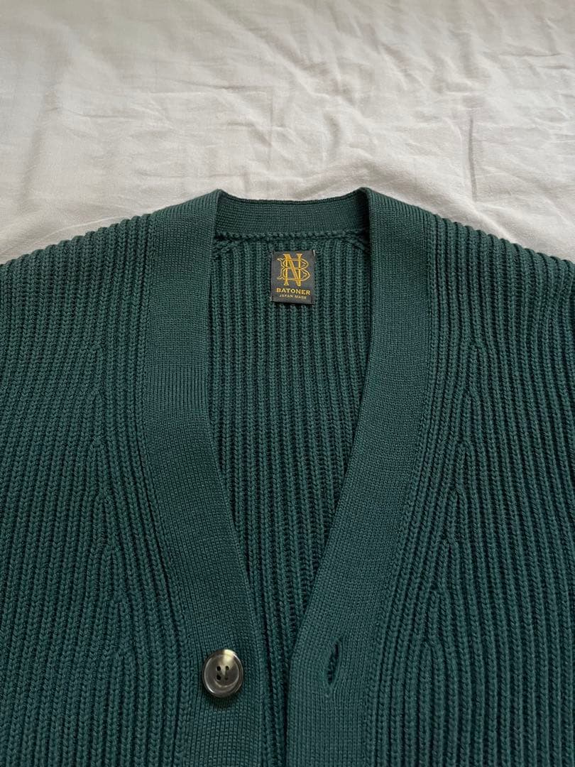 【BATONER】solid wool rib cardigan