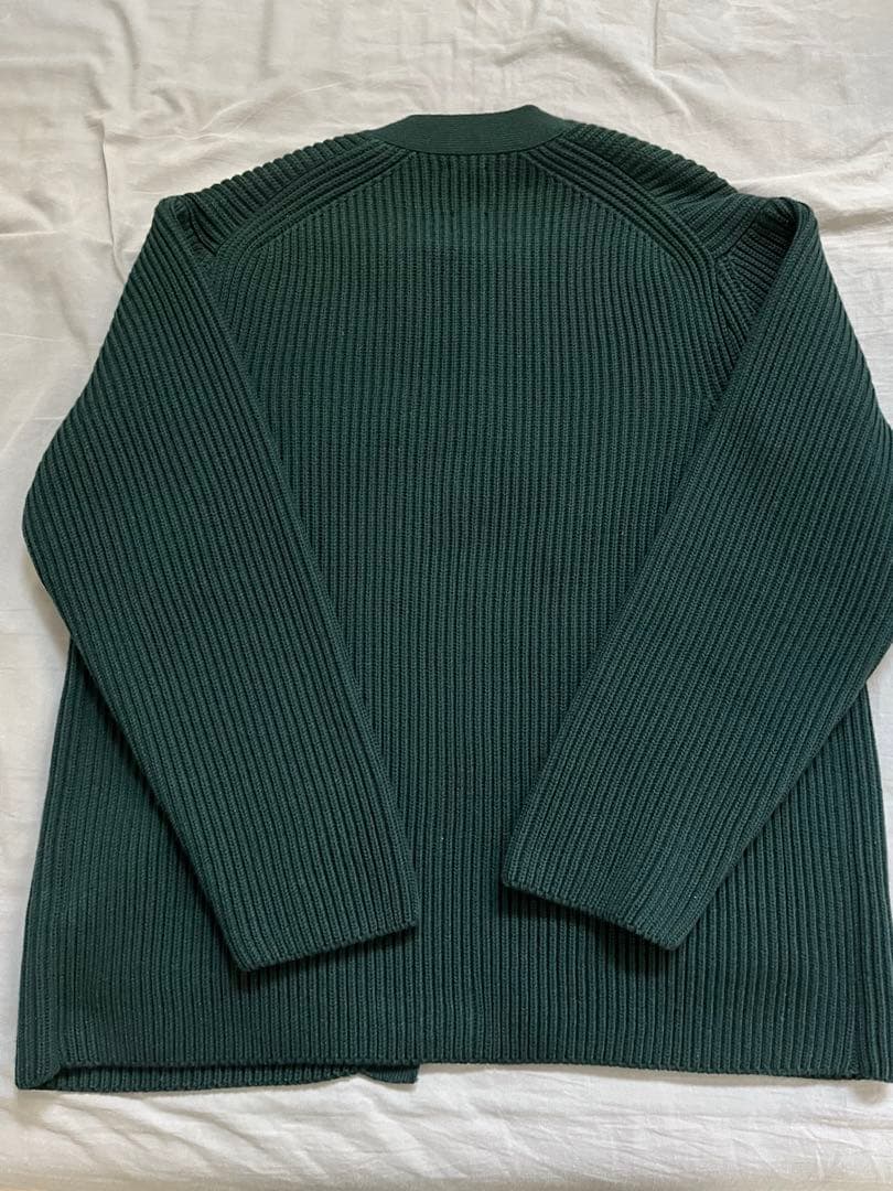 【BATONER】solid wool rib cardigan