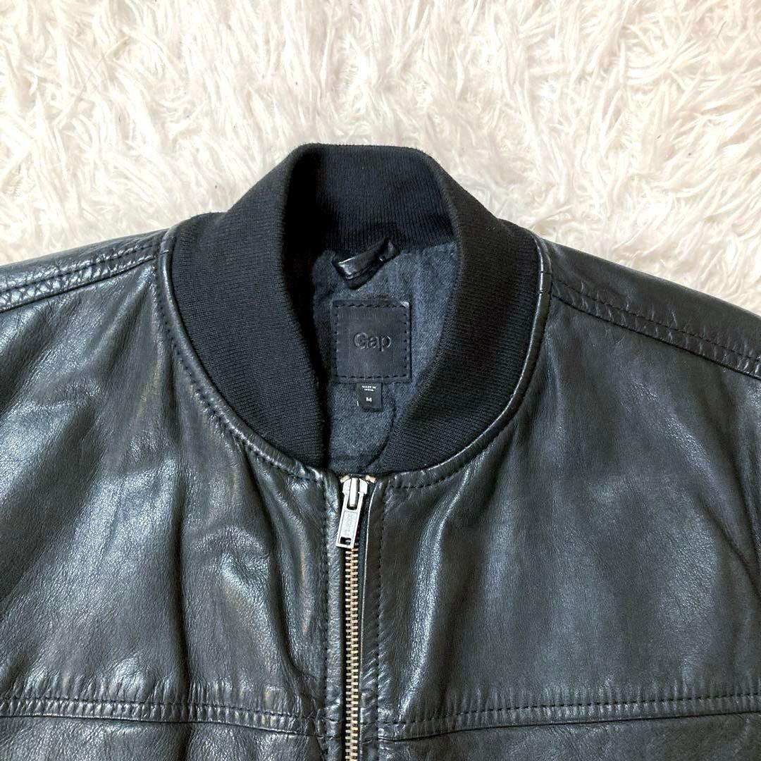 【良品OLD GAP】 カウレザー MA-1 人気ブラック　 L相当サイズ