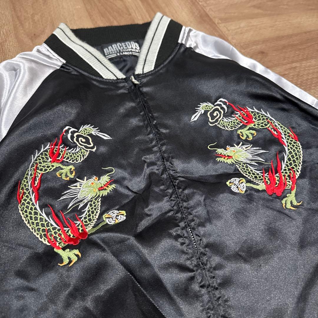 BARCEDOS 日本 龍 スカジャン XL 黒　ブラック　vintage