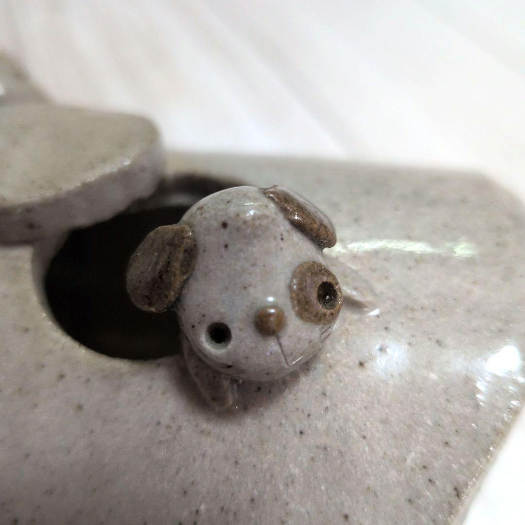 陶器置物　インテリア置物　花挿　動物陶器　犬 うさぎ 猫