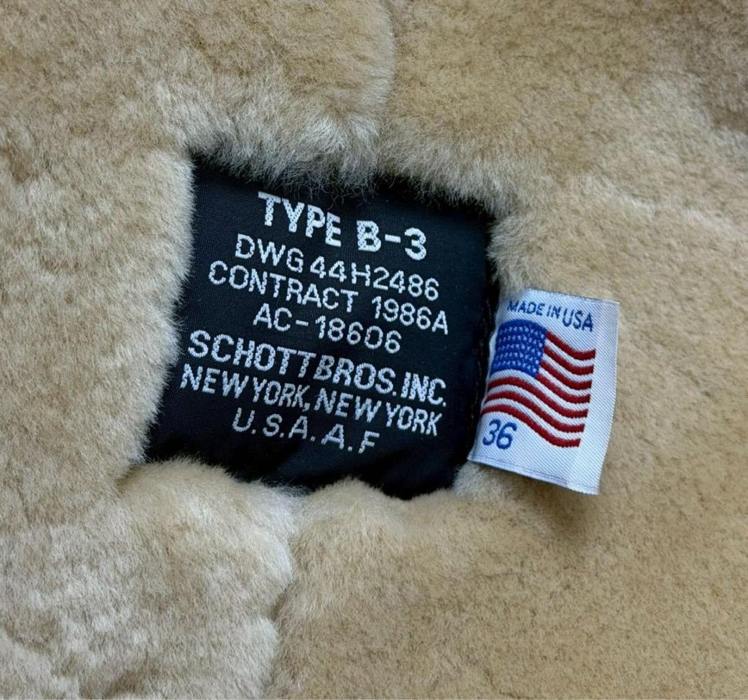 USA製 257S B-3 ショット リアルムートン フライトジャケット 茶36
