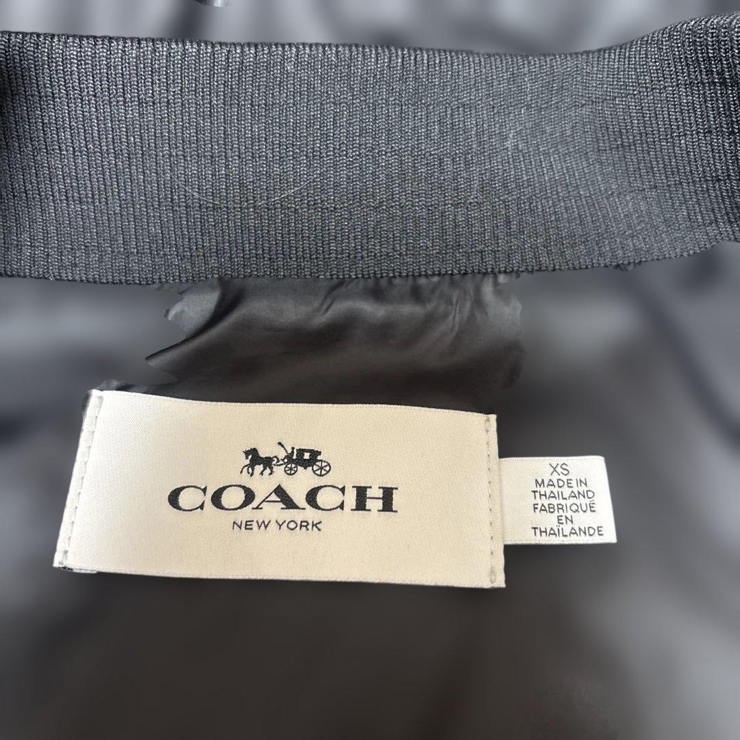 COACH ロングダウンコート ダウン フード ファー付 XSブラック黒